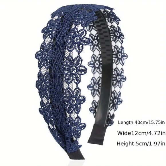 Burgundy Elegant Lace Headband - Picture 3 of 3